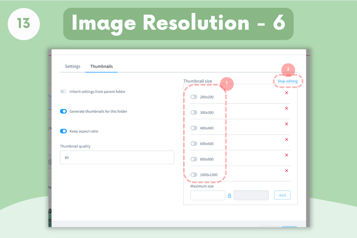 Check all new resolutions and Click Stop editing button